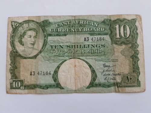 Queen Elizabeth 10 Shillings East African Currency Board